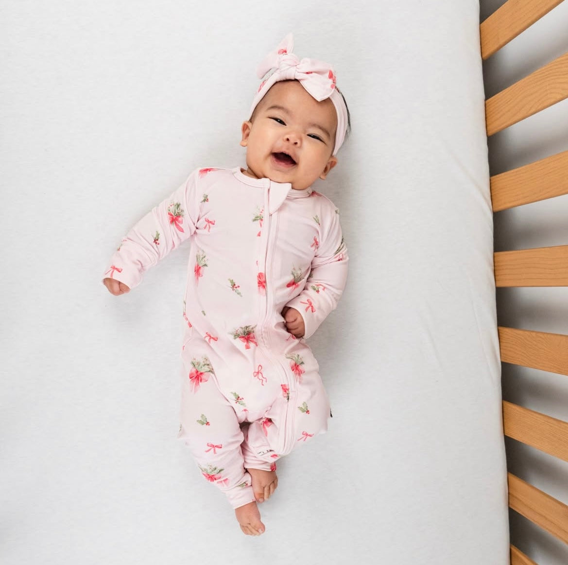 Belan.J Footless Zipper Sleeper - Pink Bows