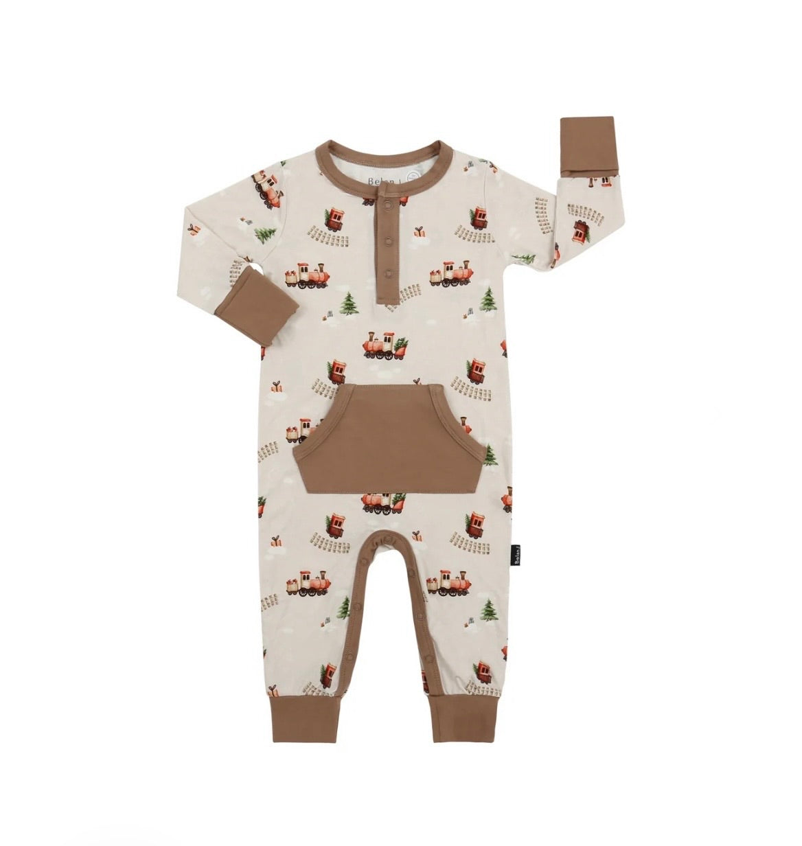 Belan.J L/S Pocket Romper - Christmas Train