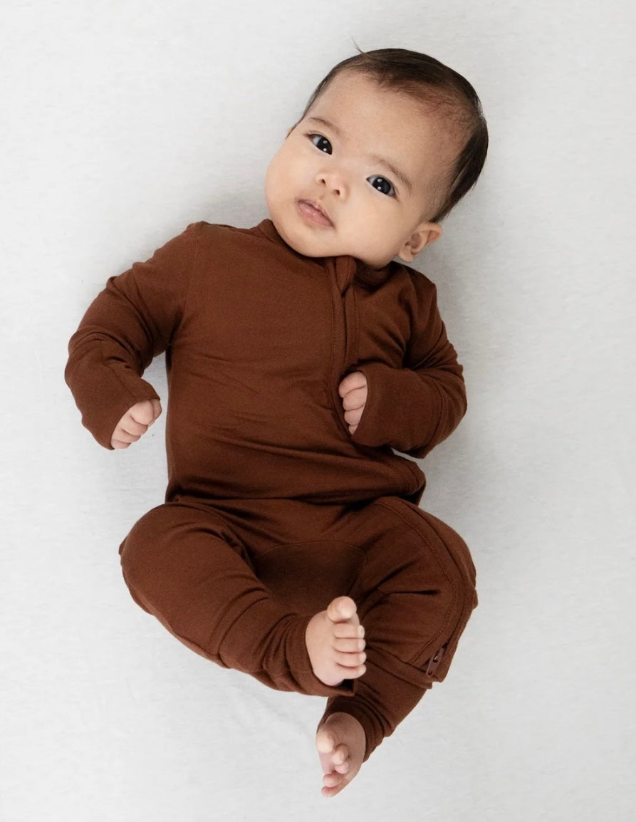 Belan.J Footless Zipper Sleeper - Cocoa