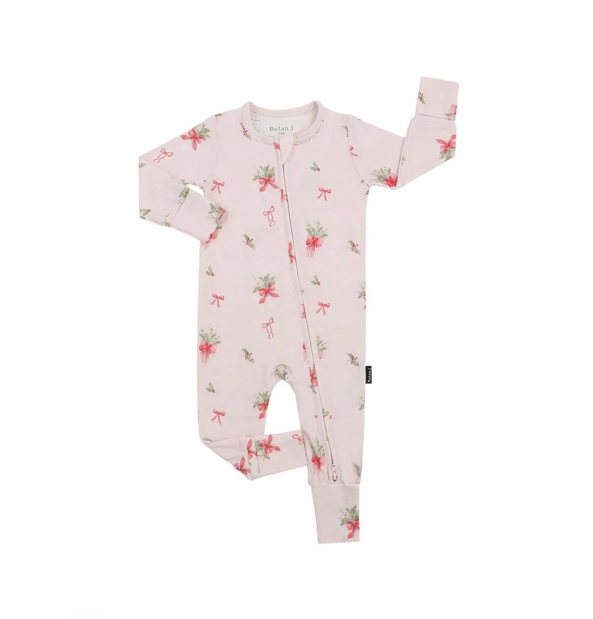 Belan.J Footless Zipper Sleeper - Pink Bows