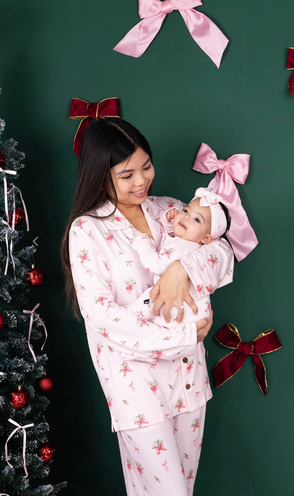 Belan.J Footed Zipper Sleeper - Pink Bows