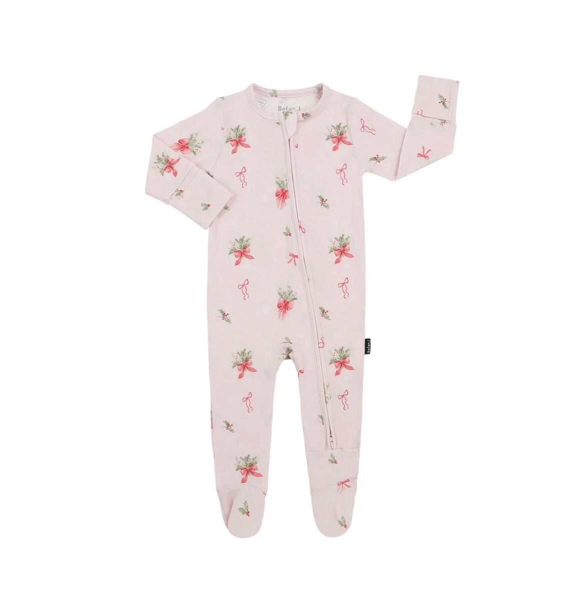 Belan.J Footed Zipper Sleeper - Pink Bows